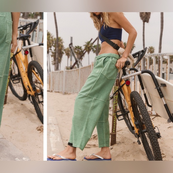 NWT Free People Score Board Pants - field goal green - Medium - Picture 5 of 9